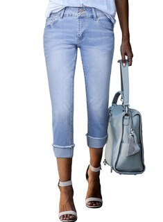 Foto 1 | Foto 1 | Vaqueros Capri Sidefeel Zimbaplatinum De Verano Para Mujer, Azul - Venta Internacional.