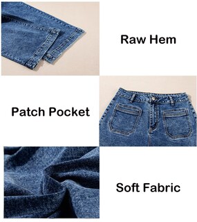 Foto 6 | Foto 6 | Vaqueros Elegantes Para Mujer, Cintura Alta, Pierna Ancha Y Recta, Azul 8 - Venta Internacional.