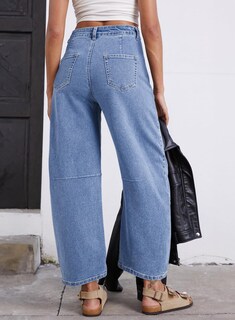 Foto 2 | Foto 2 | Jeans Astylish Para Mujer, Pierna Ancha, Cintura Alta, Talla 10, Azul - Venta Internacional.