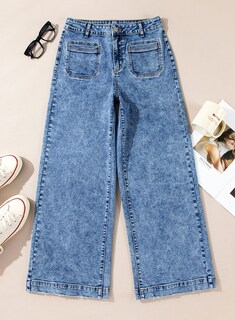 Foto 6 | Foto 6 | Vaqueros Elegantes, Rectos, De Cintura Alta, Holgados, Azul, Talla 12, Para Mujer - Venta Internacional.