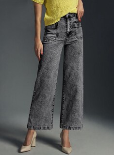 Foto 5 | Foto 5 | Pantalones Vaqueros Elegantes De Cintura Alta, Corte Ancho, Pierna Ancha, Gris, Talla 4 - Venta Internacional.