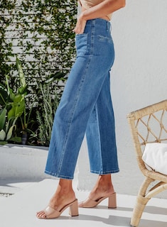 Foto 3 | Foto 3 | Pantalones Vaqueros Sidefeel Para Mujer, Pierna Ancha, Cintura Alta, Azul, Talla 4 - Venta Internacional.