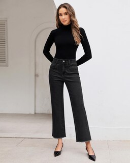 Foto 2 | Foto 2 | Pantalones Grapent Jeans Holgados Negros De Cintura Alta Para Mujer - Venta Internacional.