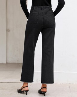 Foto 3 | Foto 3 | Pantalones Grapent Jeans Holgados Negros De Cintura Alta Para Mujer - Venta Internacional.