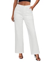 Vaqueros Grapent Blancos De Cintura Alta Y Pernera Ancha Para Mujer, Color Crema M - Venta Internacional.