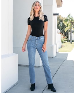 Foto 2 | Foto 2 | Vaqueros Grapent De Cintura Alta Y Pierna Recta Para Mujer, Azul, Talla 12 - Venta Internacional.