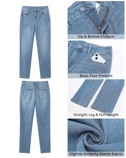 Foto 6 | Foto 6 | Vaqueros Grapent De Cintura Alta Y Pierna Recta Para Mujer, Azul, Talla 12 - Venta Internacional.