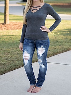 Foto 6 | Foto 6 | Jeans Flamingals De Talle Bajo, Corte De Bota Desgastado, Pierna Ancha, Mujer - Venta Internacional.