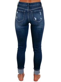 Foto 5 | Foto 5 | Pantalones Vaqueros Con Estampado De Flamencos Rasgados De Cintura Baja Para Mujer, Talla Xl, Azul - Venta Internacional.