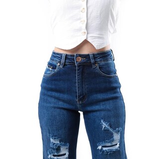 Foto 3 | Foto 3 | Jeans De Corte Recto Con Destrucciones /juvenil 1777 (azul Oscuro) Azul Oscuro