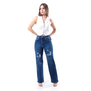Foto 1 | Foto 1 | Jeans De Corte Recto Con Destrucciones /juvenil 1777 (azul Oscuro) Azul Oscuro