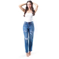 Jeans De Corte Recto /juvenil  3846 (azul Medio) Multicolor