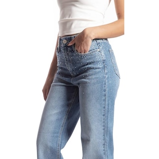 Foto 4 | Foto 4 | Jeans Recto Con Pedrería /juvenil 7116 (mezclilla Medio) Azul