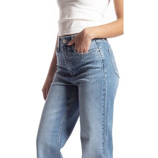 Foto 4 | Foto 4 | Jeans Recto Con Pedrería /juvenil 7116 (mezclilla Medio) Azul