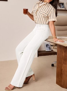 Foto 3 | Foto 3 | Jeans Astylish Para Mujer Cintura Alta Pierna Ancha Mezclilla Blanca Talla 18 - Venta Internacional.