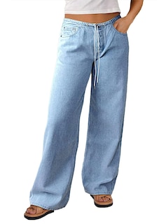 Foto 1 | Foto 1 | Vaqueros Flamingals De Pierna Recta Para Mujer Cintura Media Azul Claro - Venta Internacional.