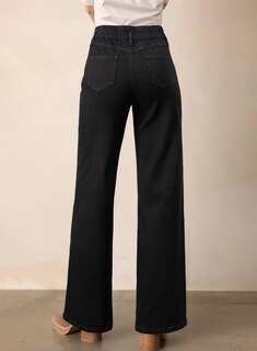 Foto 2 | Foto 2 | Jeans Astylish Para Mujer Cintura Alta Pierna Ancha Mezclilla Negra Talla 12 - Venta Internacional.