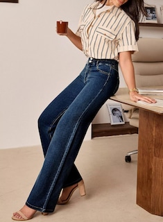 Foto 3 | Foto 3 | Jeans Astylish Para Mujer Cintura Alta Pierna Ancha Talla 8 - Venta Internacional.