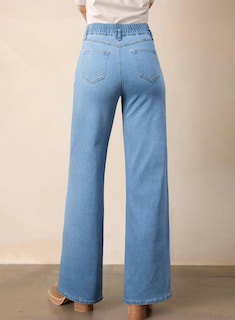 Foto 2 | Foto 2 | Jeans Astylish Para Mujer  Cintura Alta  Pierna Ancha  Mezclilla Azul  Talla 8 - Venta Internacional.