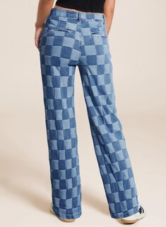 Foto 6 | Foto 6 | Jeans Sidefeel Pierna Ancha Cintura Alta Elásticos Azules Para Mujer - Venta Internacional.