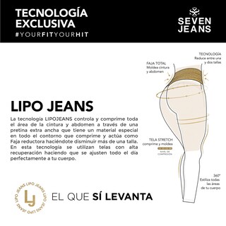 Foto 8 | Foto 8 | Jeans Mezclilla Mujer Pantalon Lipojeans Super Skinny Colombiano Push Up Seven Jeans