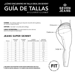 Foto 5 | Foto 5 | Jeans Super Skinny Mujer Push Up Cintura Alta Seven Jeans 0118ngro