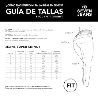 Foto 5 | Foto 5 | Jeans Super Skinny Mujer Push Up Cintura Alta Stretch Seven Jeans 2269stob
