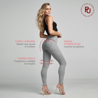 Foto 6 | Foto 6 | Jeans Super Skinny Mujer Push Up Seven Jeans 1170gris