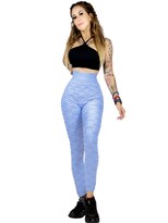 Legging De Dama Texturizado Stretch Mallas Lic-0160 Color Azul Claro Deportivas Mallones De Mujer