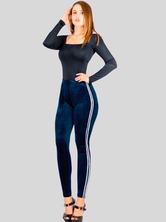 Foto 2 | Foto 2 | Legging Mujer Mallones Leggins Mayon Lic-0164 Azul Petroleo Mallas Térmico
