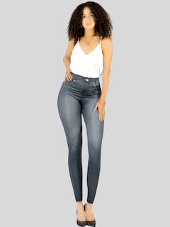 Foto 2 | Foto 2 | Leggins Mujer Mezclilla Faja Alta Estilo Pantalón Mezclilla Calidad Premium Jegging Tiro Alto Lic-055-5 Negro Mallon Lycra