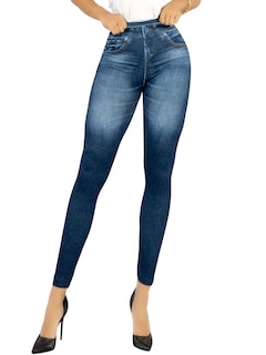 Foto 1 | Foto 1 | Leggins Mujer Mezclilla Faja Alta Estilo Pantalón Mezclilla Calidad Premium Jegging Tiro Alto Lic-055-5 Azul Mallon Lycra