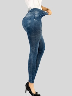 Foto 4 | Foto 4 | Leggins Mujer Mezclilla Faja Alta Estilo Pantalón Mezclilla Calidad Premium Jegging Tiro Alto Lic-055-5 Azul Mallon Lycra