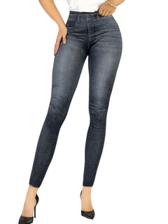 Foto 1 | Foto 1 | Leggins Mujer Unitalla Mezclilla Faja Alta Estilo Pantalón Mezclilla Calidad Premium Tiro Alto Lic-055-5 Negro Mallon Lycra