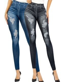 Foto 1 | Foto 1 | Pack De 2 Leggins Unitalla Mujer Mezclilla Faja Alta Estilo Pantalón Mezclilla Lic-55-5-px2 Variedad De Diseños Calidad Premium
