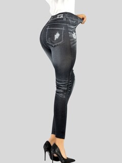 Foto 7 | Foto 7 | Pack De 2 Leggins Unitalla Mujer Mezclilla Faja Alta Estilo Pantalón Mezclilla Lic-55-5-px2 Variedad De Diseños Calidad Premium