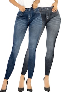 Foto 1 | Foto 1 | Pack De 2 Leggins Unitalla Mujer Mezclilla Faja Alta Estilo Pantalón Mezclilla Lic-55-5-px2 Variedad De Diseños Calidad Premium