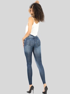 Foto 3 | Foto 3 | Pack De 2 Leggins Unitalla Mujer Mezclilla Faja Alta Estilo Pantalón Mezclilla Lic-55-5-px2 Variedad De Diseños Calidad Premium