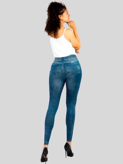 Foto 3 | Foto 3 | Leggins Mujer Unitalla Mezclilla Faja Alta Estilo Pantalón Mezclilla Calidad Premium Tiro Alto Lic-055-5 Azul Mallon Lycra