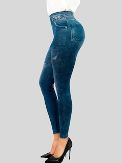 Foto 4 | Foto 4 | Leggins Mujer Unitalla Mezclilla Faja Alta Estilo Pantalón Mezclilla Calidad Premium Tiro Alto Lic-055-5 Azul Mallon Lycra
