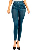 Leggins Mujer Unitalla Mezclilla Faja Alta Estilo Pantalón Mezclilla Calidad Premium Tiro Alto Lic-055-5 Azul Mallon Lycra