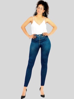 Foto 2 | Foto 2 | Pack De 2 Leggins Unitalla Mujer Mezclilla Faja Alta Estilo Pantalón Mezclilla Lic-55-5-px2 Variedad De Diseños Calidad Premium