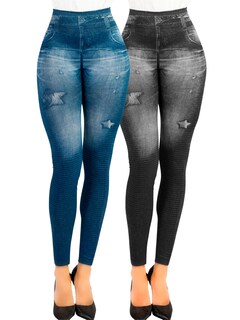Foto 1 | Foto 1 | Leggins Faja Alta Estilo Pantalón Mezclilla Unitalla 2 piezas para Mujer
