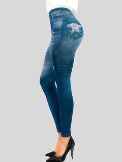 Foto 4 | Foto 4 | Leggins Faja Alta Estilo Pantalón Mezclilla Unitalla 2 piezas para Mujer