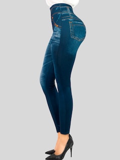 Foto 4 | Foto 4 | Pack De 2 Leggins Unitalla Mujer Mezclilla Faja Alta Estilo Pantalón Mezclilla Lic-55-5-px2 Variedad De Diseños