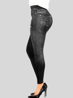 Foto 4 | Foto 4 | Leggins Mujer Unitalla Mezclilla Faja Alta Estilo Pantalón Mezclilla Calidad Premium Tiro Alto Lic-055-5 Negro Mallon
