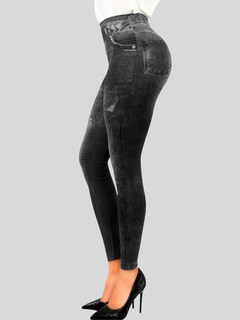 Foto 4 | Foto 4 | Leggins Negro Estilo Pantalón Mezclilla Tiro Alto Unitalla para Mujer