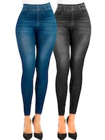 Leggins de Mezclilla Faja Alta Estilo Pantalón 2 piezas Unitalla para Mujer