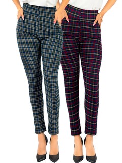 Foto 1 | Foto 1 | Set De 2 Leggings Elegantes Jegging Mujer A Cuadros Stretch Looks Formal Y Casual Mayón Lic-0171 D1/d2 Mallones