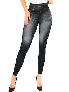 Foto 1 | Foto 1 | Leggins Mujer Unitalla Mezclilla Faja Alta Estilo Pantalón Mezclilla Calidad Premium Tiro Alto Lic-055-5 Negro Mallon Lycra